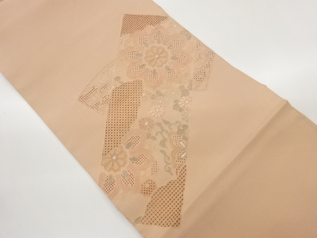 JAPANESE NAGOYA OBI / EMBROIDERY / FLOWER CREST